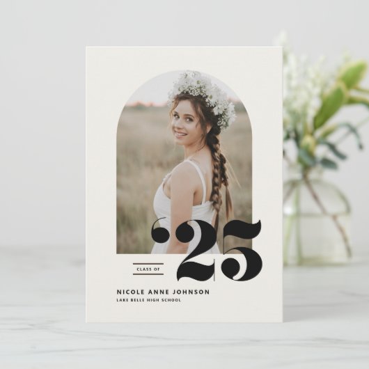 Boho Class of 2025 Arch Foto Abschluss Ankündigung (Stehend Vorderseite)