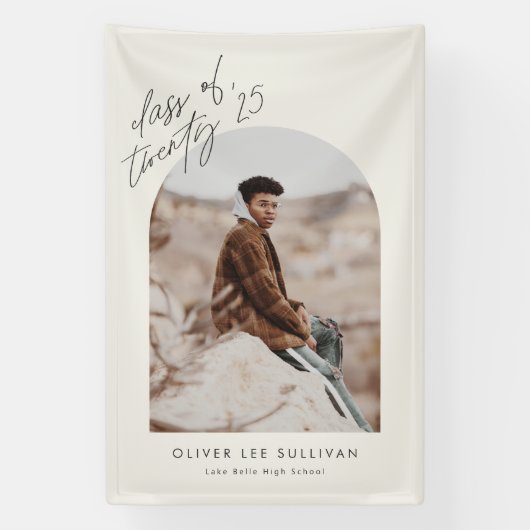 Boho Class of 2025 Arch Foto Abschluss Banner (Vertikal)