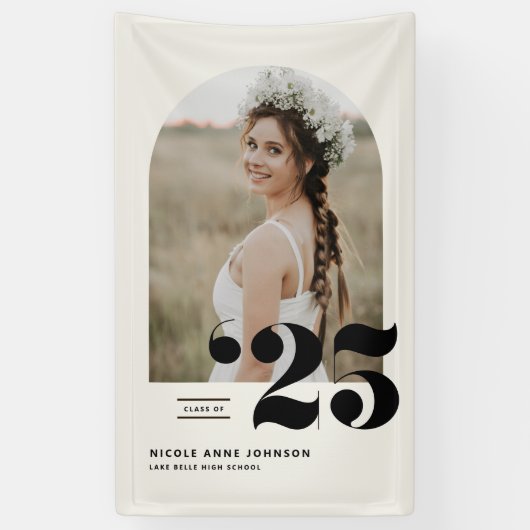 Boho Class of 2025 Arch Foto Abschluss Banner (Vertikal)
