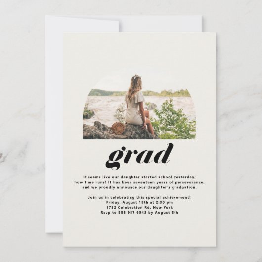 Boho Class of 2025 Arch Foto Abschluss Einladung (Rückseite)