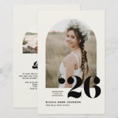 Boho Class of 2025 Arch Foto Abschluss Einladung (Vorne/Hinten)