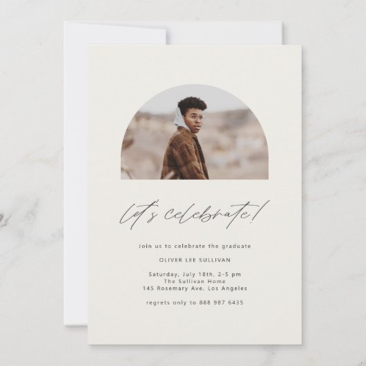 Boho Class of 2025 Arch Foto Abschluss Einladung (Rückseite)