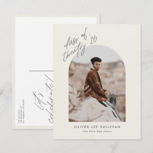 Boho Class of 2025 Arch Foto Abschluss Einladungspostkarte