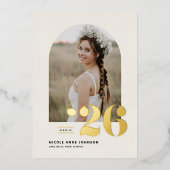 Boho Class of 2025 Arch Foto Abschluss Folieneinladung (Vorderseite)