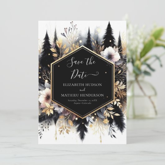 Boho Classic Enchanted Forest Weddin Save The Date (Stehend Vorderseite)