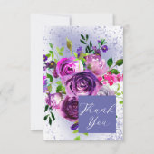 Boho Classy Watercolor Lila Floral Dankeskarte (Vorderseite)