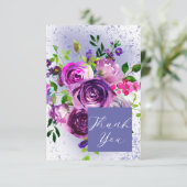 Boho Classy Watercolor Lila Floral Dankeskarte (Stehend Vorderseite)