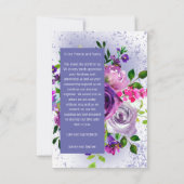 Boho Classy Watercolor Lila Floral Dankeskarte (Rückseite)