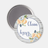 Boho Clean Dirty Floral Holzgeschirrspüler Magnet (Vorderseite/Rückseite)