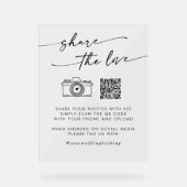 Boho Clear Acrylic Wedding Share the Liebe QR Code Acrylschild (Vorderseite)