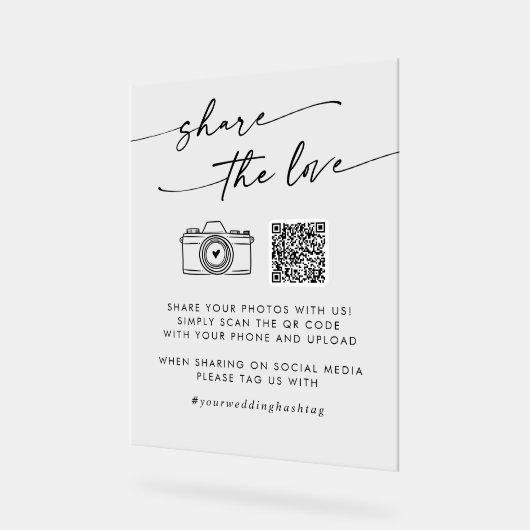 Boho Clear Acrylic Wedding Share the Liebe QR Code Acrylschild (Winkel)