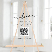Boho Clear QR Code Akryllische Hochzeitskizze Acrylschild