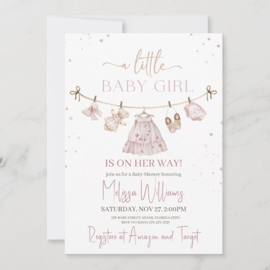 Boho Clothes Babydusche Einladung (Vorderseite)