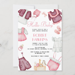 Boho Clothes Girl Baby Shower Einladung