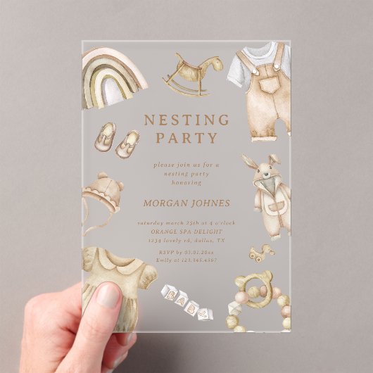 Boho Clothes Kinderzimmer Nesting Party Acryleinladungen (Insitu (Handheld))