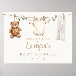 Boho Clothesline Baby Dusche Begrüßungszeichen Poster