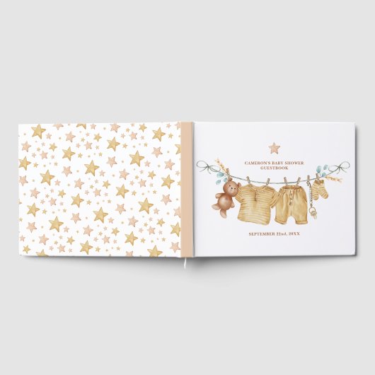 Boho Clothesline Baby Showbook Gästebuch (Voll)