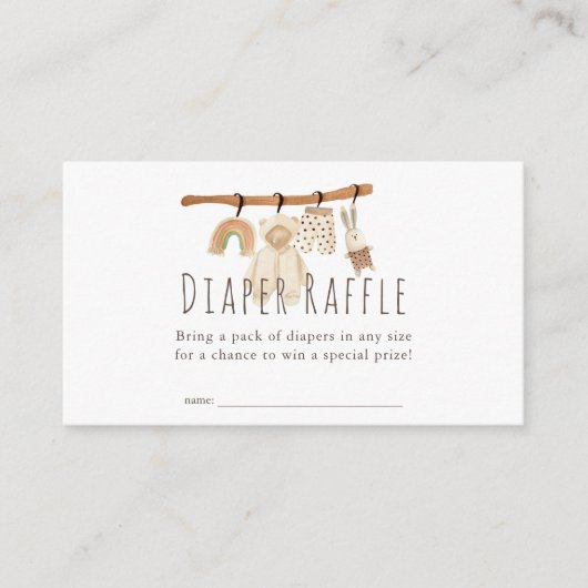 Boho Clothesline Baby Showdiaper Raffle Ticket Begleitkarte (Vorderseite)