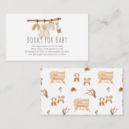 Boho Clothesline Baby Shower Books for Baby Begleitkarte (Vorne/Hinten)