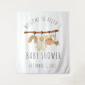 Boho Clothesline Babydusche Begrüßungsschild Wandteppich (Vorderseite)