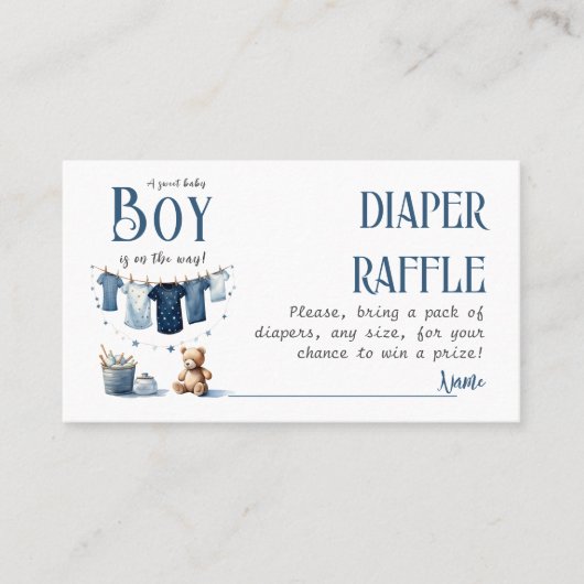 Boho Clothesline Blue Boy Baby Duschtablett Visitenkarte (Vorderseite)