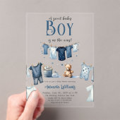 Boho Clothesline Blue Sweet Boy Baby Dusche Acryleinladungen (Insitu (Handheld))