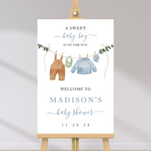 Boho Clothesline Boy Baby Dusche Begrüßungszeichen Poster