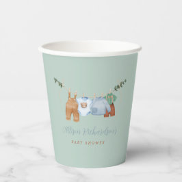 Boho Clothesline Boy Pastel Green Paper Cup Pappbecher