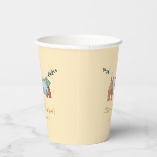 Boho Clothesline Boy Pastellgelbe Papiertasse Pappbecher (Rechts)