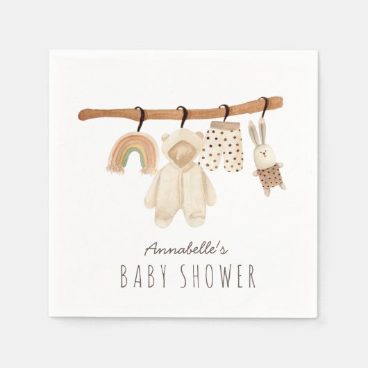 Boho Clothesline Gender-Neutral Baby Dusche Serviette (Vorderseite)