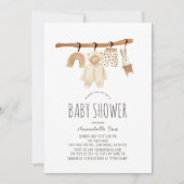 Boho Clothesline Gender Neutral Baby Shower Einladung (Vorderseite)