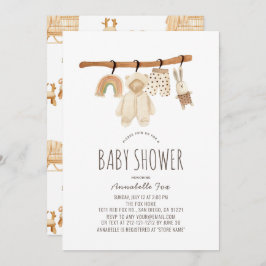 Boho Clothesline Gender Neutral Baby Shower Einladung