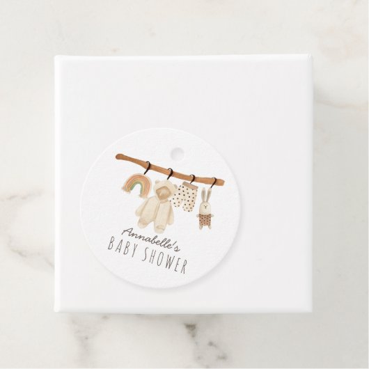 Boho Clothesline Gender Neutral Baby Shower Geschenkanhänger (Beispiel)