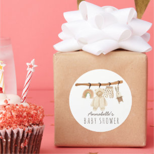 Boho Clothesline Gender Neutral Baby Shower Runder Aufkleber