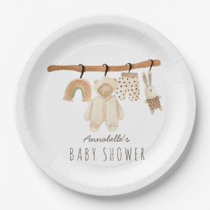 Boho Clothesline Gender-neutrale Baby-Dusche Pappteller