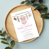 Boho Clothesline Girl Baby Clothes Babydusche Einladung