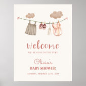 Boho Clothesline Girl Baby Dusche Begrüßungszeiche Poster (Vorne)