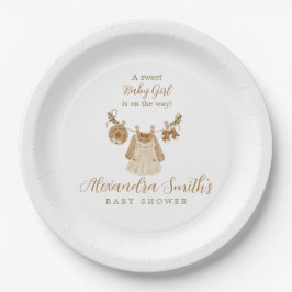 Boho Clothesline Girl Baby Dusche Pappteller