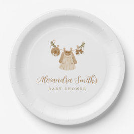 Boho Clothesline Girl Baby Dusche Pappteller