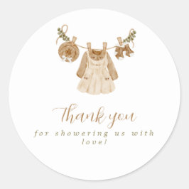 Boho Clothesline Girl Baby Dusche Runder Aufkleber