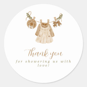 Boho Clothesline Girl Baby Dusche Runder Aufkleber