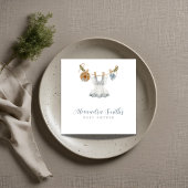 Boho Clothesline Girl blau-weiß Aquarell Serviette