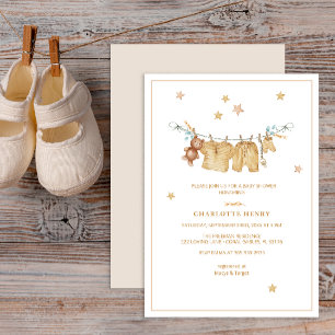 Boho Clothesline Kinderdusche Einladung