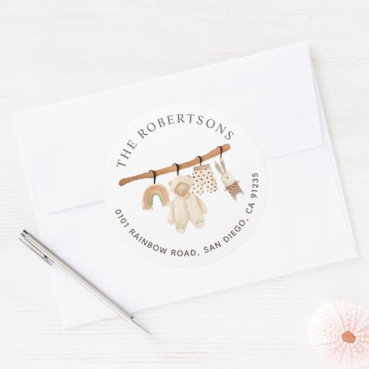 Boho Clothesline Runder Aufkleber (Umschlag)