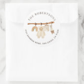 Boho Clothesline Runder Aufkleber (Tasche)