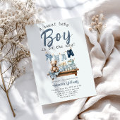 Boho Clothesline Sweet Blue Boy Baby Dusche Einladung