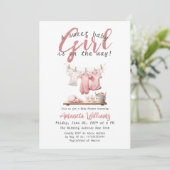 Boho Clothesline Sweet Girl Pink Baby Dusche Einladung (Stehend Vorderseite)