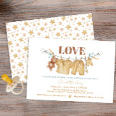 Boho Clothesline Watercolor Babydusche Einladung