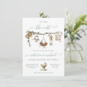 Boho Clothesline Zweigstelle Prep Nesting Baby Sho Einladung (Stehend Vorderseite)