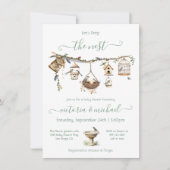 Boho Clothesline Zweigstelle Prep Nesting Baby Sho Einladung (Vorderseite)